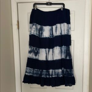 Dressbarn - Blue and White Tiered Maxi Skirt - size 14/16